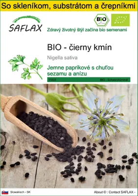 Obrázok produktu pre SAFLAX Kultivačný set - BIO - čierny kmín - Nigella sativa - 300 Semená - S mini skleníkom, pestovateľským substrátom a 2 črepníkmi