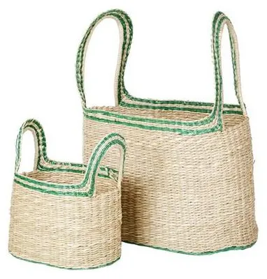 Imagen del producto de Cesta de almacenamiento Lykke de Broste Copenhagen – Verde – Juego de 2 cestas