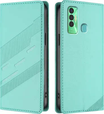 Produktbild von Hülle für Tecno Spark 7P, Kunstleder Brieftaschen Handyhülle mit Kartenfach und Standfunktion Türkis
