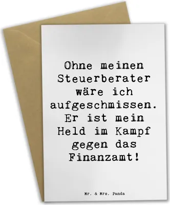 Produktbild von Mr. & Mrs. Panda Grußkarte Spruch Steuerberater Held - Weiß - Geschenk, Berufsgestaltung, genesungskarte, Steuerheld, Grußkarten, einladungskarten, hochzeitskarten, Beruf