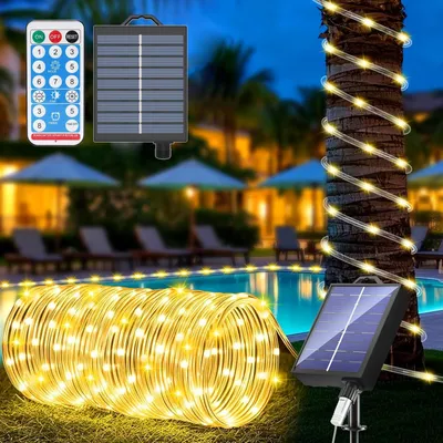 Solar-LED-Lichterkette 22 m, 200 LEDs, IP65, 8 Modi