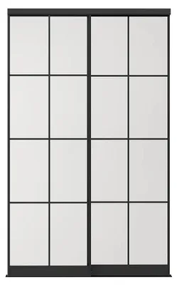 Produktbild von Schiebetüren für Kleiderschrank aus Stahl - Schwarz und mattiertes Sicherheitsglas - H250 x B150 cm - ALEPA
