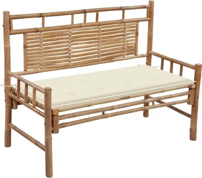 Immagine prodotto di vidaXL Panca da giardino con cuscino in bambù da 120 cm
