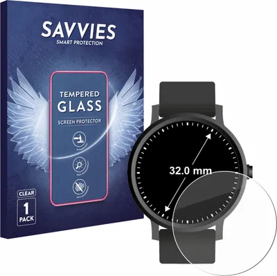 Produktbild von Savvies Schutzglas für Armbanduhren (Kreisrund, ø: 32 mm) Displayschutz 9H Glas klar transparent