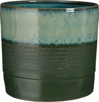 Obrázok produktu pre Sľudové dekorácie Olof kvetináč - H24 x Ø26 cm - Terakota - tmavozelená