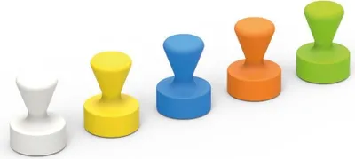 Produktbild von Neodym-Kegelmagnet 16x12mm 1500 g farbig sortiert VE=10x10 Stück