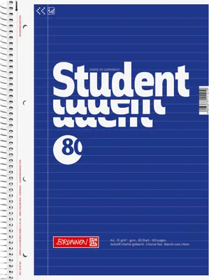 Image de BRUNNEN 1067941 Collegeblock Student, A4, 80 feuilles, linéature 21, bleu