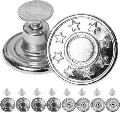 Image de Boutons métalliques, lot de 8, Ø 17 mm, couleur argent