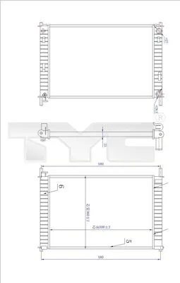 Produktbild von TYC 710-0030-R Kühler Wasserkühler Motorkühler für FORD Fiesta Mk5 Schrägheck (JH1, JD1, JH3, JD3) FUSION (JU) Fiesta Mk5 Kastenwagen für MAZDA 2 (DY)