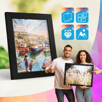 Produktbild von MG Design 3er Set Bilderrahmen Schwarz 13x18 cm - Echtholzrahmen mit Acrylglas, hoch/quer, zum Aufhängen & Aufstellen