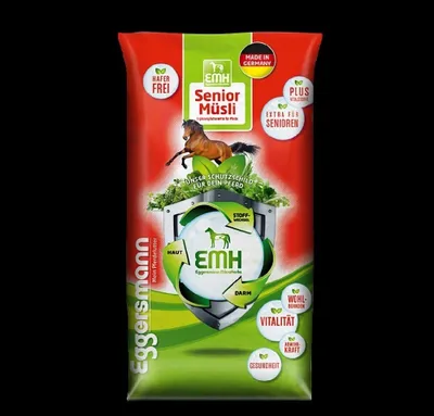 Produktbild von Eggersmann EMH Senior Müsli, Senior, 20 kg, Vitamin A, Vitamin B1, Vitamin B12, Vitamin B2, Vitamin B6, Vitamin B9 (Folsäure), Vitamin C,..., Kupfer, Jod, Eisen, Manganese, Selen, Starke Immunität, Verdauungspflege