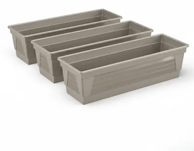 Produktbild von Plastard Blumenkasten 3er Set 80 cm Seidengrau, Pflanzkasten Balkonkasten
