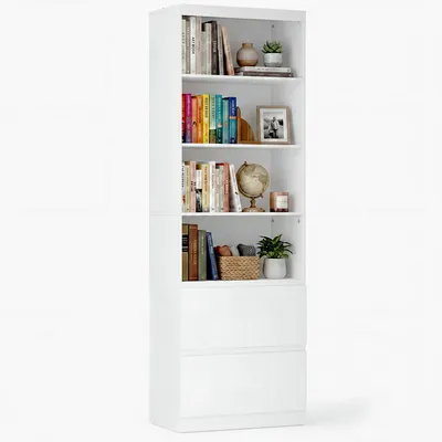 Produktbild von BEALIFE Standregal 60x34x180 cm mit 2 Schubladen | Aus MDF mit Kippsicherung | Weiß AP130