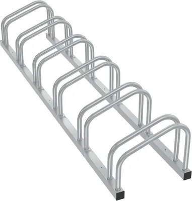 Produktbild von QEENTOE Fahrradständer, Boden-Aufstellständer aus Stahl für 2 Fahrräder, Fahrradhalter Silber