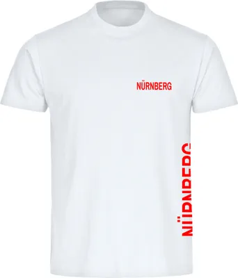 Produktbild von multifanshop Kinder T-Shirt - Nürnberg - Brust & Seite, weiß, Größe 128