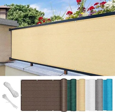 Image de Parasol de terrasse - 60 x 1000 cm - Couleur crème - Résistant aux intempéries