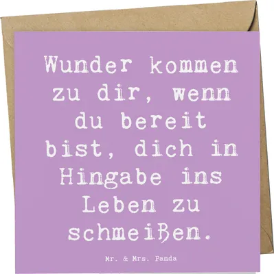 Produktbild von Mr. & Mrs. Panda Klappkarte Spruch Wunder Hingabe - Lavendeltraum - Geschenk, Abenteuer, Magische Momente, doppelkarte, Grußkarte, Motivation, inspirierend, faltkarte