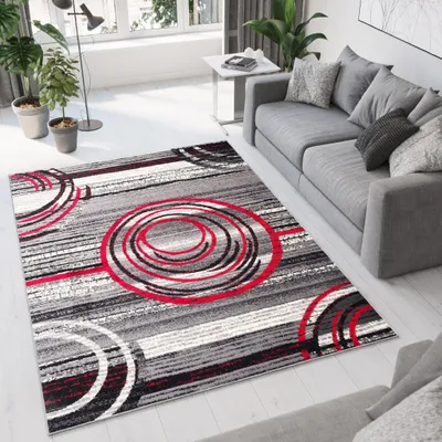 Produktbild von Tapiso Teppich DREAM Modern Creme Grau Rot Wohnzimmer  180 x 250 cm