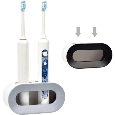 Obrázek produktu pro Držák na elektrické zubní kartáčky, 2 kusy, černá/šedá barva, montáž na zeď bez vrtání, univerzální