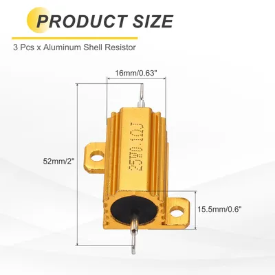 Produktbild von 3 Stš¹ck 25W 0,1 Ohm 5% Aluminiumgeh?use Widerstand, Drahtgewickelte Widerst?nde Schraubanschluss Chassis Montiert, Gold