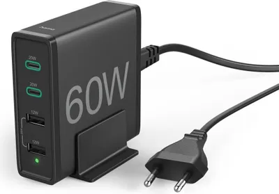 Obrázok produktu pre hama 4v1 USB nabíjacia stanica čierna 1,2 m, 60 W