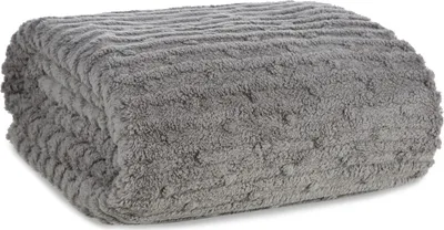 Produktbild von EUROFIRANY | Decke - 150 x 200 cm - graue Sofadecke - mit geprägten Streifen