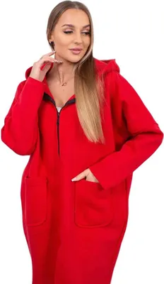 Immagine prodotto di Felpa con zip e parte posteriore più lunga, rossa