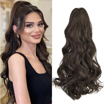 Obrázok produktu pre Predlžovanie vlasov do drdka s klipom, kučeravé, 45 cm, stredne hnedé, 150 g, syntetické