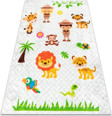Produktbild von JUNIOR 52104.801 Safaris, Tiere für Kinder Anti-Rutsch - grau Mehrfarben 160x220 cm