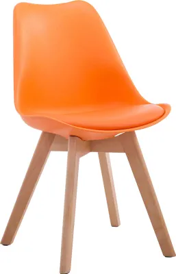 Produktbild von CLP Besucherstuhl Borneo V2 Kunstleder mit Kunststoffsitzschale - Farbe: orange, Gestellfarbe: natur