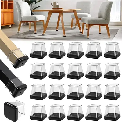 Produktbild von 28 Stück Quadrat stuhlkappen, stuhlbein schutzkappe, Silikon Stuhlbeinkappen, Stuhlgleiter für Fliesen, Chair Leg Floor Protectors (Fit 26-36mm)