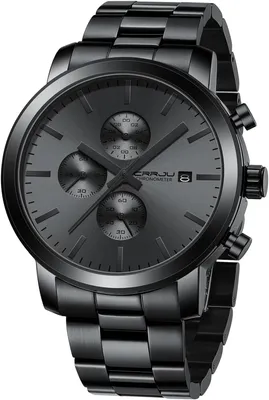 Produktbild von Herren Uhr Chronographen EdelstahlBand Männer Uhren Wasserdicht Armbanduhr Business Schwarz Stoppuhr mit Datum Analog Quarzuhren