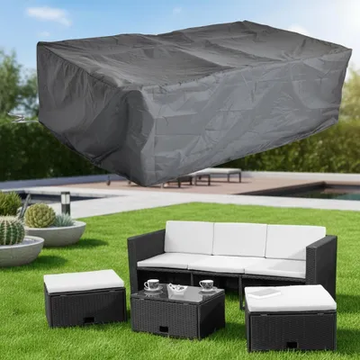 Immagine prodotto di Mucola copertura protettiva mobili da giardino copertura set divano divano tavolo resistente alle intemperie nero - gruppo sedute 247x130x108