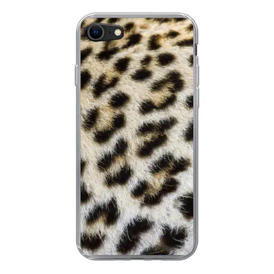 Produktbild von MuchoWow® Handyhülle Schutzhülle Hülle für iPhone SE 2020 Nahaufnahme Mantel Leopard Silikon Softcase Handy Hülle - Kartenbesitzer