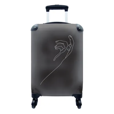 Produktbild von MuchoWow® Koffer Handgepäck Trolley Rollkoffer Kleine Reisekoffer mit 4 Rollen - Strichzeichnung - Hand - Körper - Cabin Size < 55x40x23 cm & 55x40x20 cm - Fotokoffer - Kabinenkoffer - Boardgepäck - Reise-Box - Reisekoffer - Reisegepäck - Koffer mit Bild - Trolley für Kinder