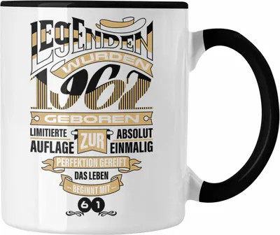 Produktbild von TRENDATION 60. Geburtstag Tasse Frau Mann Geschenk 60er Geschenkidee 60 Mutter Vater (Schwarz)