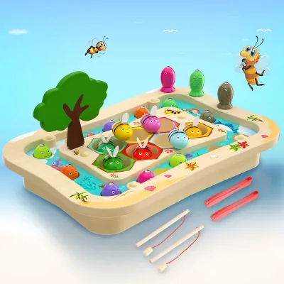 Productafbeelding van Omgoods - Houten Visserijspel - 2-in-1 Magnetisch Montessori Speelgoed voor Kinderen