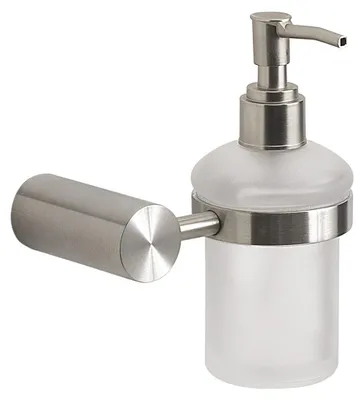 Immagine prodotto di Dispenser sapone da muro in acciaio inox finitura spazzolata e vetro satinato | Aloe
