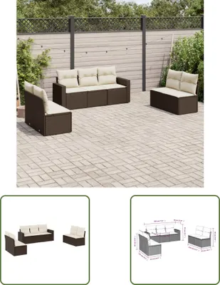 Produktbild von The Living Store 7-tlg. Garten-Sofagarnitur mit Kissen Braun Poly Rattan