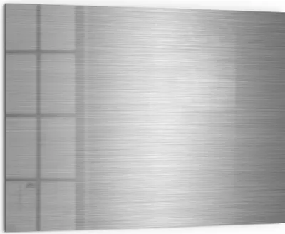 Produktbild von DEQORI Küchenrückwand Glas 80x60 cm 'Gebürstetes Aluminium' Spritzschutz Bad Rückwand