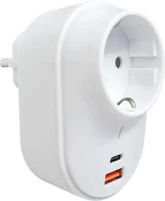 Produktbild von Schwaiger Zwischenstecker mit USB-Ladeadapter USB 2.0 & USB-C Anschluss