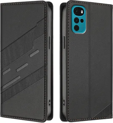 Produktbild von Hülle für Motorola Moto G22 / E22s, Kunstleder Brieftaschen Handyhülle mit Kartenfach und Standfunktion Schwarz