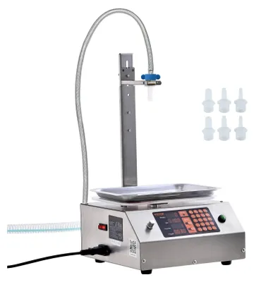 Obrázek produktu pro Plnící stroj na tekutiny, kapacita vážení 30-15000 g, automatický plnící stroj na lahve, plnicí stroj, digitální ovládání pro mléko, vodu, olej, víno, nápoje, čisticí prostředky, šampon (jednoduchý)