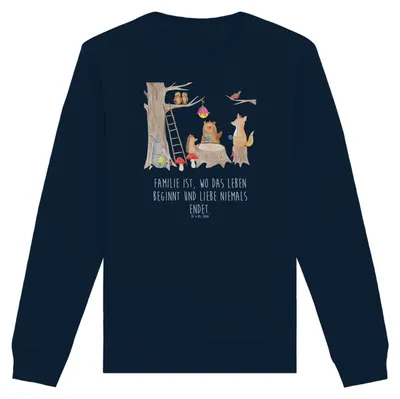 Produktbild von Mr. & Mrs. Panda Bio Baumwoll Pullover Waldtiere Picknick Größe S - French Navy - Geschenk, Fuchs, Sweatshirt, Eichhörnchen, Pulli, Hase, Wald, Lustige Sprüche, Sweater