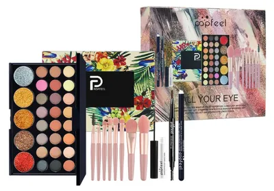 Obrázok produktu pre Vianočný kalendár s kozmetikou, kozmetická sada pre dievčatá, make-up, darčeková sada, očné tiene, rúž, korektor, púder, rumenka, maskara, SET002C