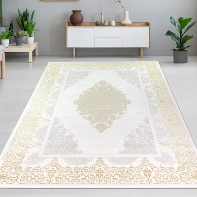 Produktbild von Teppich mit orientalischem Flair | | weiß gold grau Größe - 120 x 170 cm