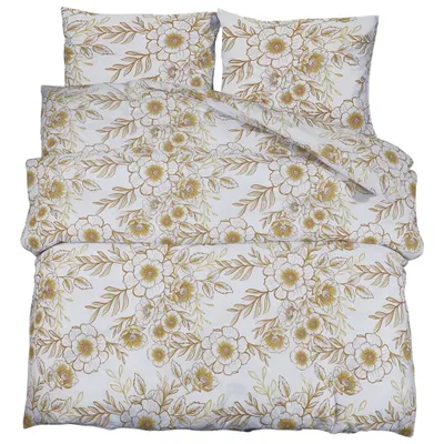 Immagine prodotto di vidaXL Set di biancheria da letto bianca e marrone 155x220 cm in cotone
