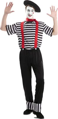 Pantomime Kostüm Clown Francois für Herren Gr. 52 schwarz weiß Paarkostüm Familienkostüm Fasching Karneval Mottoparty