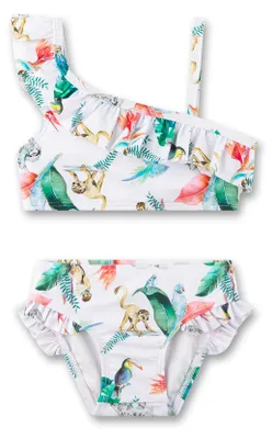 Produktbild von Sanetta Mädchen-Bikini weiß Dschungel One-Shoulder | Bikini für Kinder