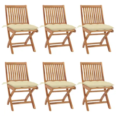 Image de Chaises pliables de jardin avec coussins lot de 6 Bois de teck